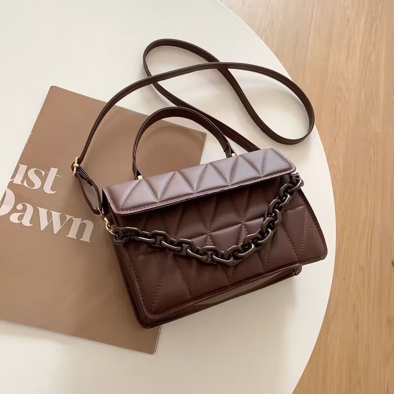 Trendy Simple Textured Shoulder Messenger Bag - Image 6